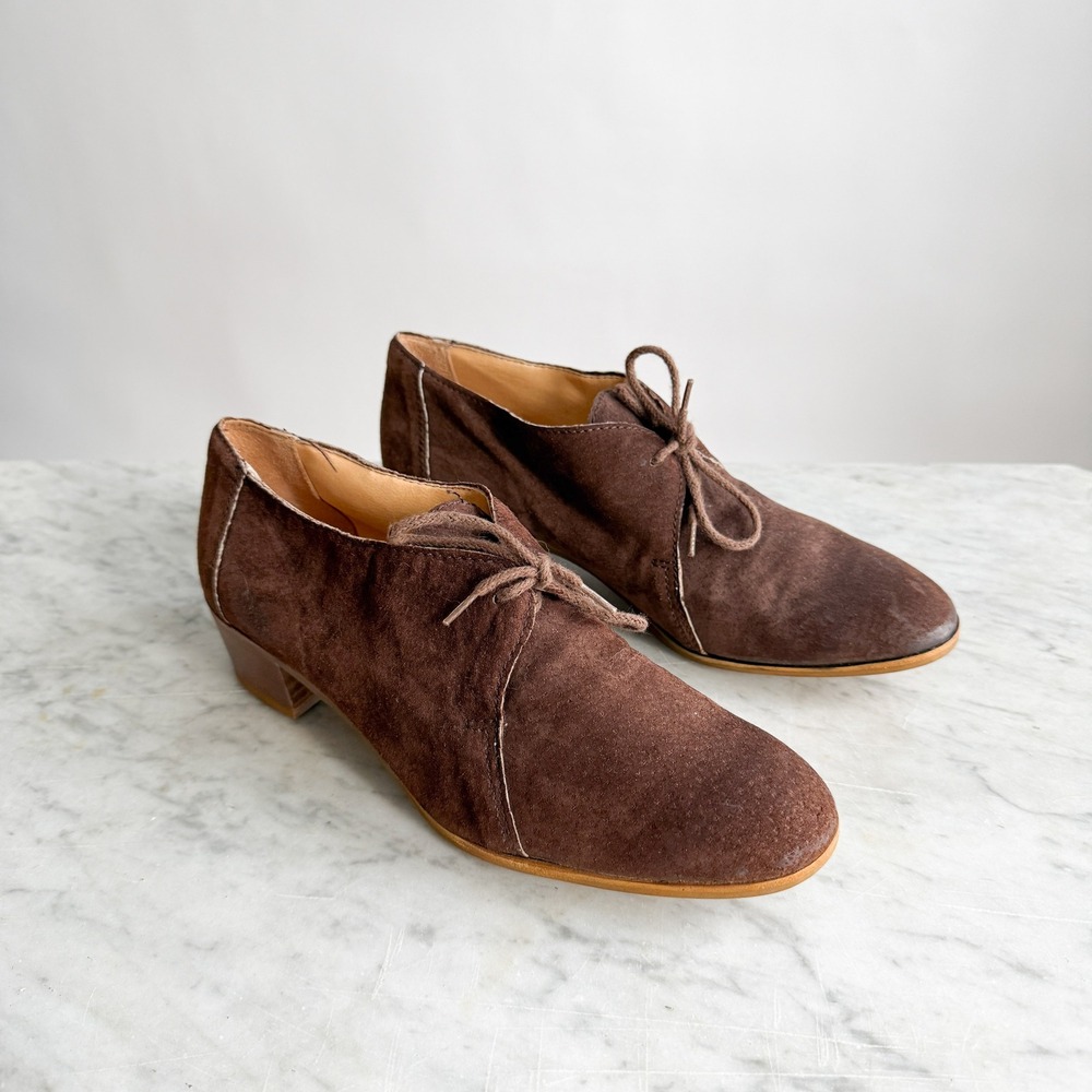 Beene Bag shoes 70s vtg brown suede lace up‎ oxfords size 7.5 - Picture 2 of 7